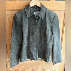 Olive Green Leather Jacket by Style & Co | Dark Academia | Size Small